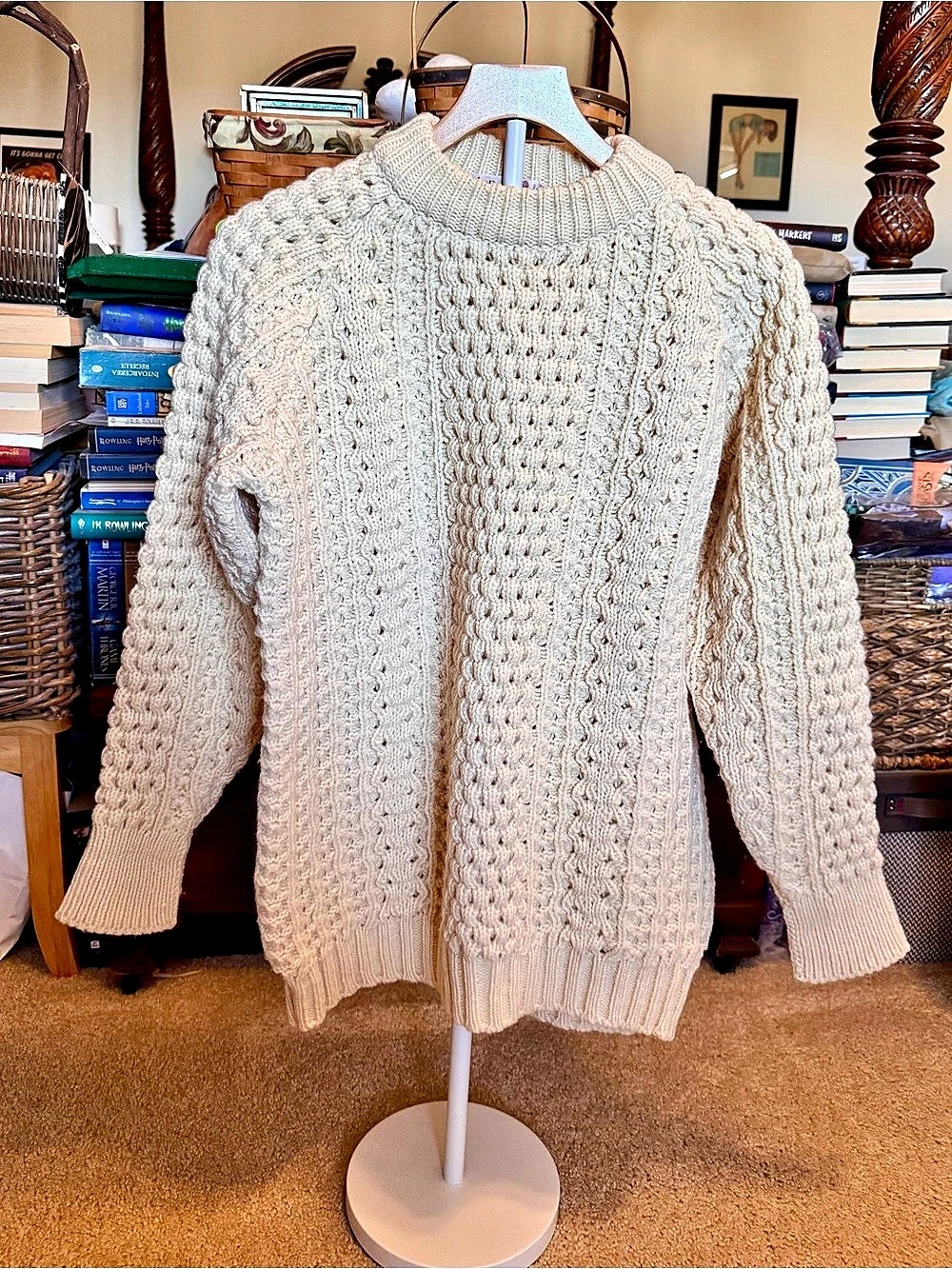 Glen Columb Kille Cable Knit Wool Sweater Size Large